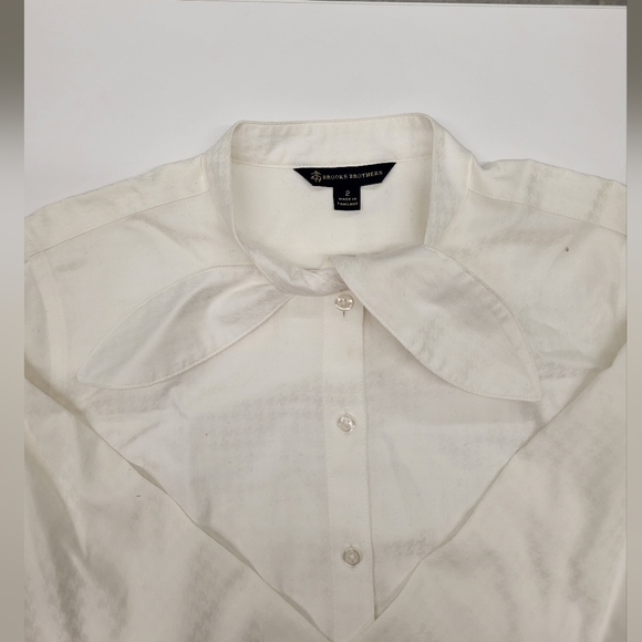 Brooks Brothers White Bow Collar Button-Down Shirt Women's Size 2 - Picture 3 of 7